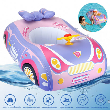 Kid Inflatable Swimming Car Boat Seat Sunshade Baby Swim Float Ring Pool Summer