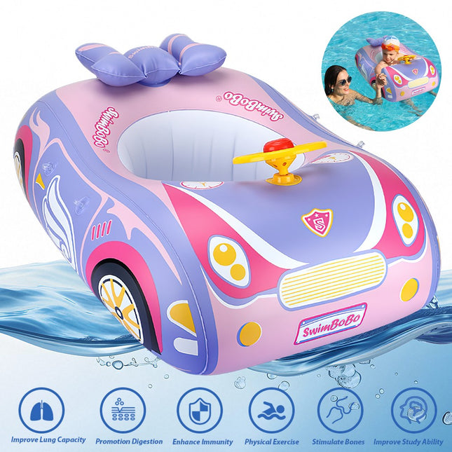 Kid Inflatable Swimming Car Boat Seat Sunshade Baby Swim Float Ring Pool Summer