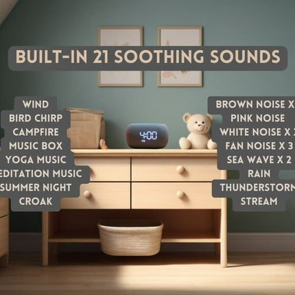 Music Clock Bar Bedside Alarm Clock 7 Night Light Bluetooth Speaker White Noise