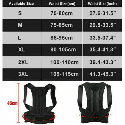 Adjustable Posture Corrector Back Brace Men Women Lumbar Shoulder Support Belt