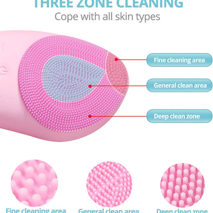 Sonic Facial Cleansing Brush Electric, Waterproof Silicone Face Massager Brush Rechargeable Face Scrubber, Mini Skin Cleanser Exfoliator for Anti-Aging Skincare (Green) (Green)