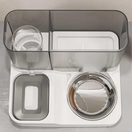 2 In1 Feeder Food Water Dispenser Bowl Automatic Dog Cat Bottle Pet Self Feeding