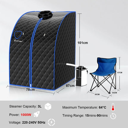 3L Portable Steam Sauna with 9-Level Temperature and Folding Chair