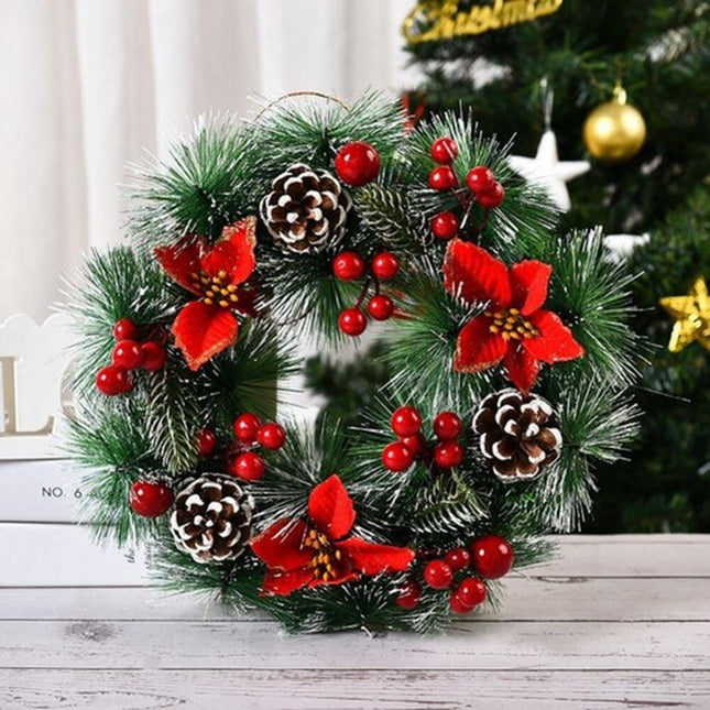 30CM Christmas Wreath with Lights Front Door Wreath Garland Hanging Decor BG