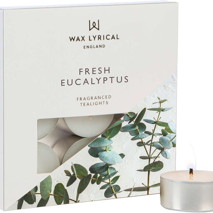 Wax Lyrical Box of 9 Scented Tealights, Fresh Eucalyptus, Multi, One Size