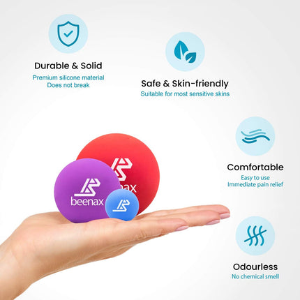 Lacrosse Massage Ball (Set of 3) - Trigger Point, Myofascial Release, Plantar Fasciitis, Deep Tissue, Yoga, Pilates, Rehab, Physio - Shoulders, Neck, Back, Foot, Body