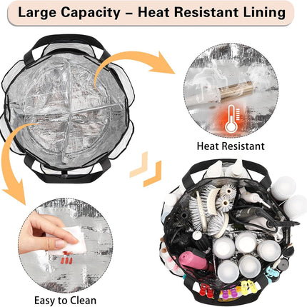 2 Piece Set Hairstylist Traveling Bag Large Capacity Hairdresser Barber Bag Heat Resistant Hair Tools Travel Bag Professional Makeup Organiser Bag Waterproof Shower Toiletry Bag (A#)