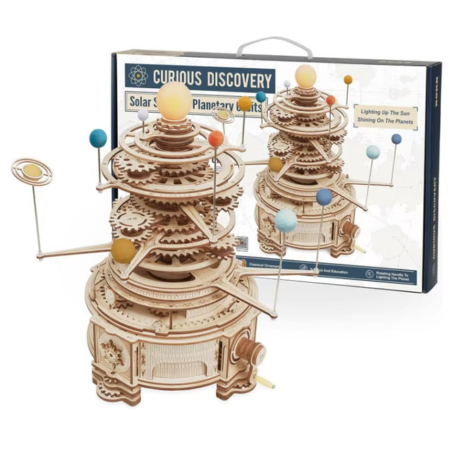 Rokr 316PCS Rotatable Mechanical Orrery DIY Wooden Model Building Block Kits Assembly Toy Gift for Children Adult ST001