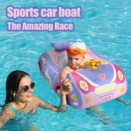 Kid Inflatable Swimming Car Boat Seat Sunshade Baby Swim Float Ring Pool Summer