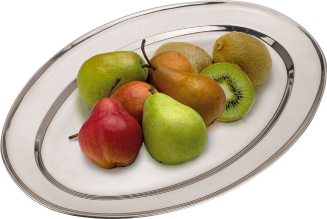 Oval Silver Effect Serving Plate Dinner Tray Platter Mirror Tableware Polished