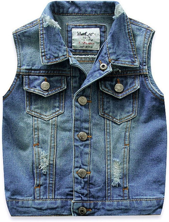 Little Boys Spring Autumn Denim Vest Jacket Waistcoat Top