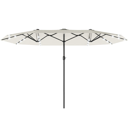 4.4M Double-Sided Sun Umbrella Patio Parasol with LED Solar Lights for Garden