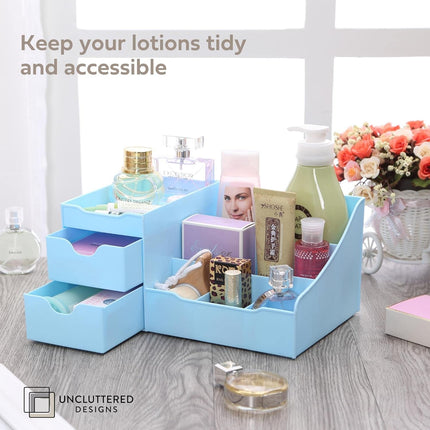 UNCLUTTERED DESIGNS Makeup Organizer with Drawers — Modern Countertop Storage Fo