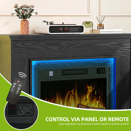 23" Electric Fireplace Suite - Realistic Flame Effect Heats 30㎡, Programmable Timer & LED Lights, 100×26×80.5Cm