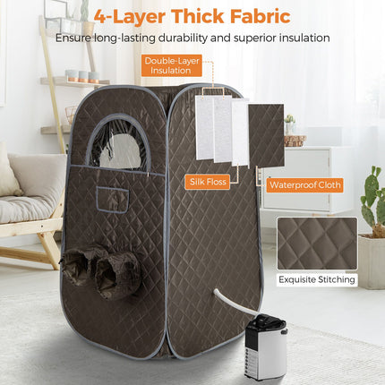 Portable Steam Sauna Tent with 1000W 3L Steam Generator and Chair