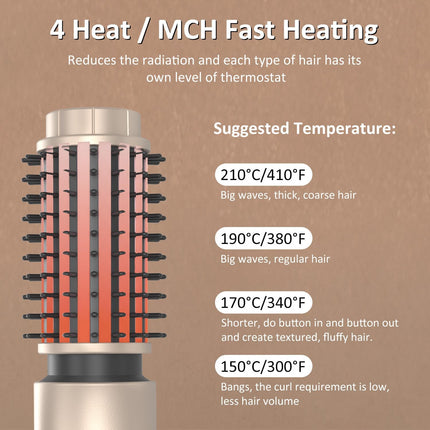 Cordless Hair Curler, 3 in 1 Cordless Hair Styler 40Mm, Portable Cordless Hot Brush with 4 Temperatures, 7000 Mah USB Rechargeable Hot Hair Curler (Gold)