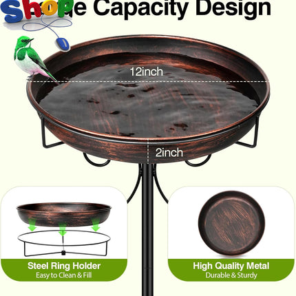 35In Metal Bird Bath for Garden, Vintage Freestanding Birdbaths & Supports, Bird