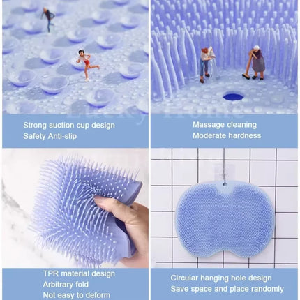 Body Bath Exfoliating Sponge Shower Back Massage & Foot Scrubber Exfoliating Dead Skin Removal Silicone Bath with Suction Cups