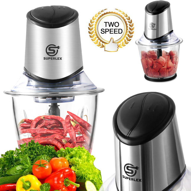 SUPERLEX Mini Chopper Electric Blender& One Button Operation with Nuts Grinder