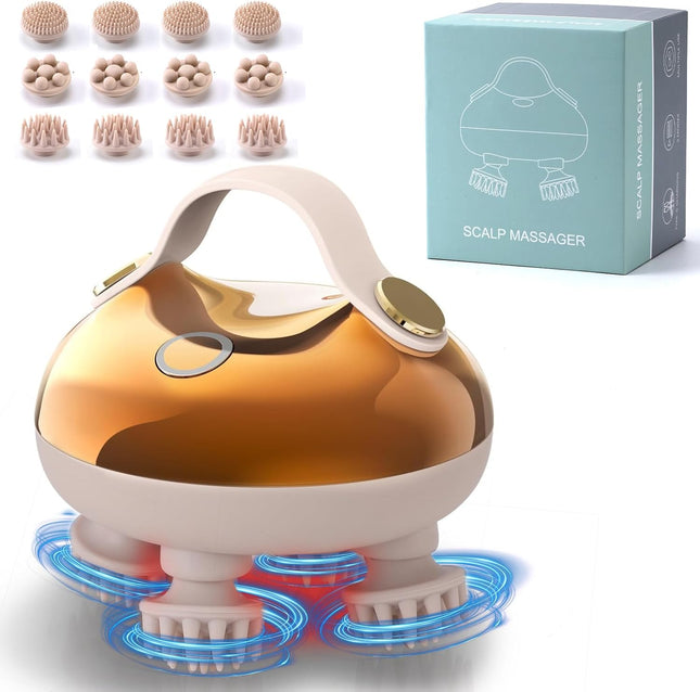 Electric Scalp Massager - IPX7 Waterproof, 96 Kneading Nodes, Hair Growth, Body & Head Massage Relaxation