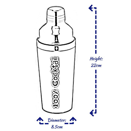 Cocktail Shaker Stainless Steel 3 Piece Built in Strainer Cap Drinks Mixer 450Ml