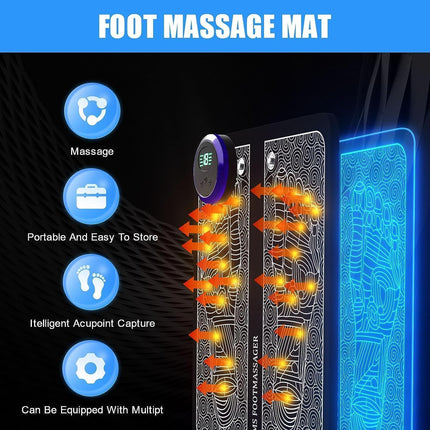 EMS Foot Massagers for Pain and Circulation,  Electric Foot Massager Mat with 8 Modes and 19 Intensity Levels for Improved Circulation, Muscle Relaxation and Pain Relief