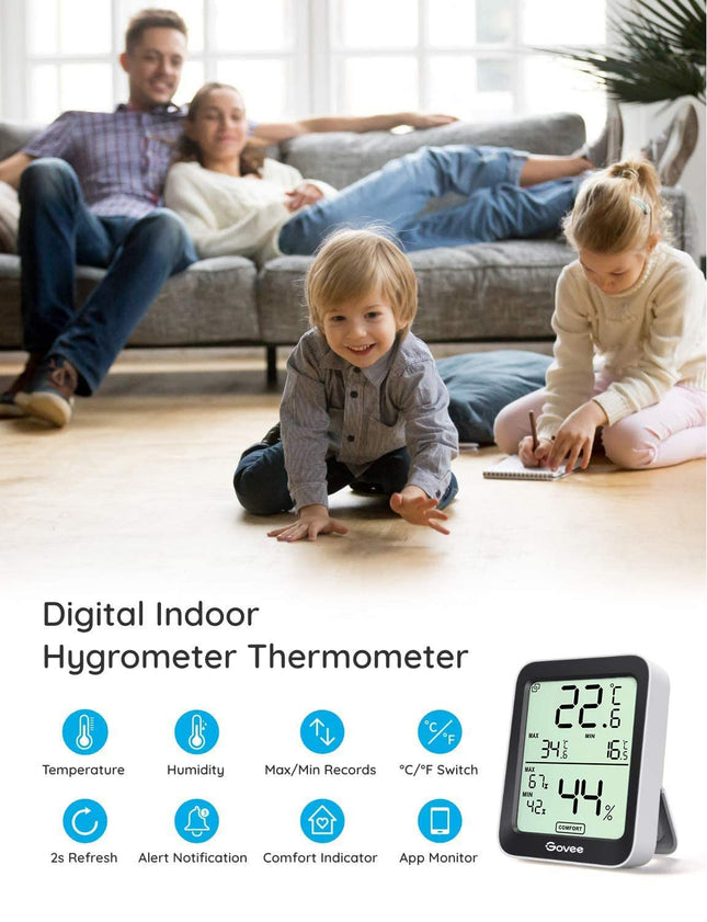 Govee Room Thermometer Hygrometer, Bluetooth Digital Indoor Humidity Meter With