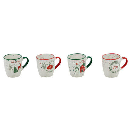 4/8 Pcs Mugs Ceramic Stoneware Festive Christmas Design Tea Coffee Gift Box Set