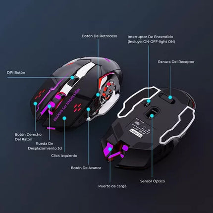 Rechargeable Wireless Mouse RGB LED USB Gaming Mice Laptop PC Mac UK