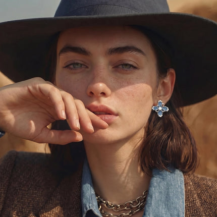 Denim Bloom Studs