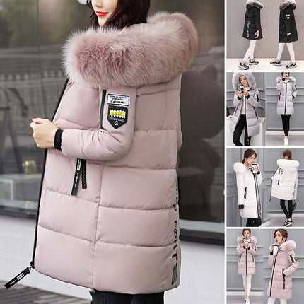 Winter Womens Fur Hooded Parka Jackets Chunky Puffer Coat Ladies Warm Outerwear