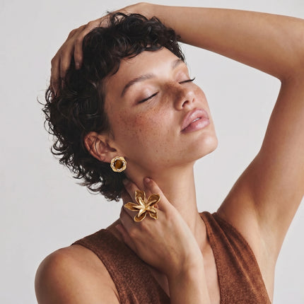 Golden Bloom Statement Ring