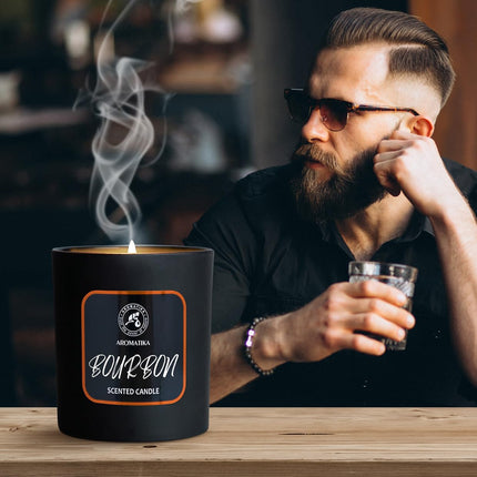 Scented Candle Bourbon 200G - Soy Wax Candle - Home Scented Candle - Aromatherapy Candle - Rich and Intense Scent - Air Freshener - Glass Candle Gift - Gift for Men