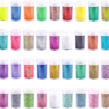 Extra Fine Glitter, Set of 36 Colors Nail Arts Cosmetic, Resin Crafts Loose Glit
