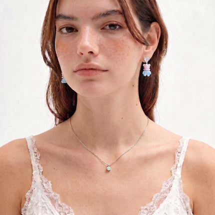 Kawaii Bear Crystal Earrings