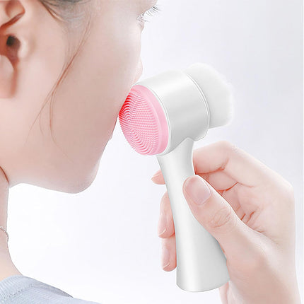 2PCS Manual Facial Cleansing Brush, 2-In-1 Facial Cleansing Brush, Silicone Double Sided Exfoliating Brush, Deep Cleansing Skin Keratin Cleaning System, Wash Makeup Massaging