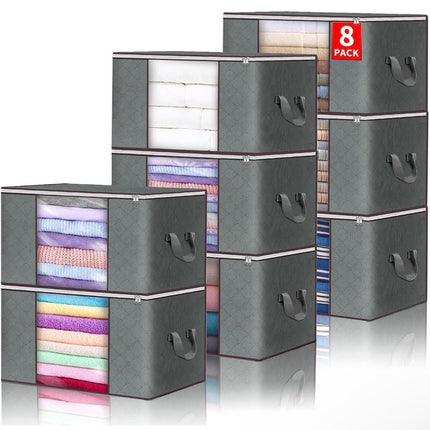 8X Clothes Storage Bags with Zips Bedroom Large Collapsible Storage Box Bedding