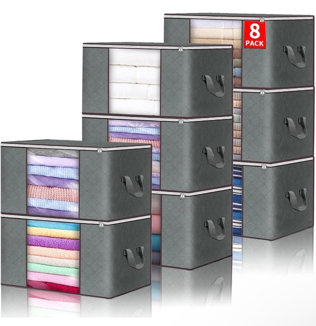 8X Clothes Storage Bags with Zips Bedroom Large Collapsible Storage Box Bedding