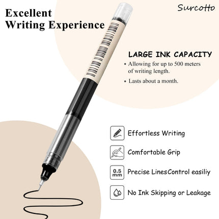 Surcotto Gel Pens, 12Pcs 0.5Mm Black Gel Ink Pens, Ultra-Fast Drying, Gel Pen Fo