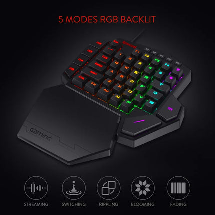K585 DITI One-Handed RGB Mechanical Gaming Keyboard,Wrist Rest 42 Keys Type-C Professional Gaming Keypad Hot-Swappable