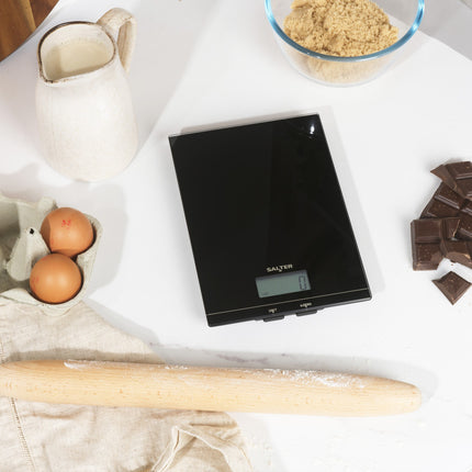 Salter Glass Electronic Kitchen Scale – Digital Scale, Add & Weigh, LCD Display