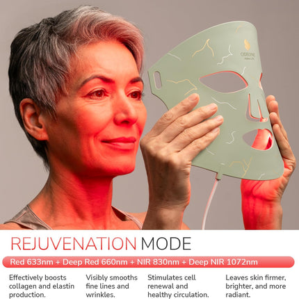 Adara Skin Lite –FDA LED Face Mask with Red Light Therapy, 1072Nm Deep Near-Infrared, Anti-Aging & Firming, Reduces Fine Lines, Wrinkles & Redness. Portable & Rechargeable. Opal Green