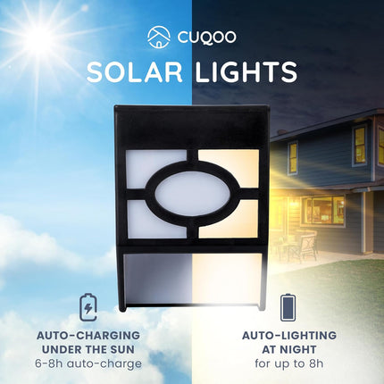 CUQOO Outdoor Solar Lights 8 Pack - Warm White, Waterproof LED Solar-Powered Lig