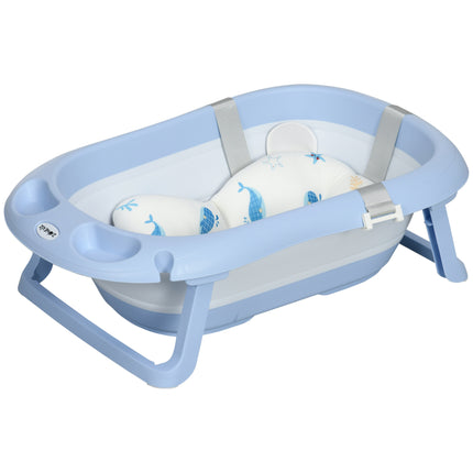 Foldable Baby Bathtub W/ Non-Slip Support Legs, Cushion, Shower Holder