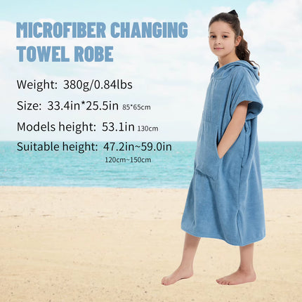Kids Bath Hooded Changing Towel Robe, Swimming Robe Surf Beach Poncho, Quick Dry Absorbent Surf Poncho, Microfiber Towels