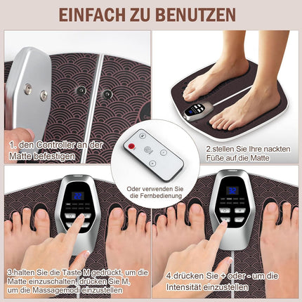 EMS Foot Massager Mat Electric Pad Blood Muscle Circulation Relief Pain LED USB