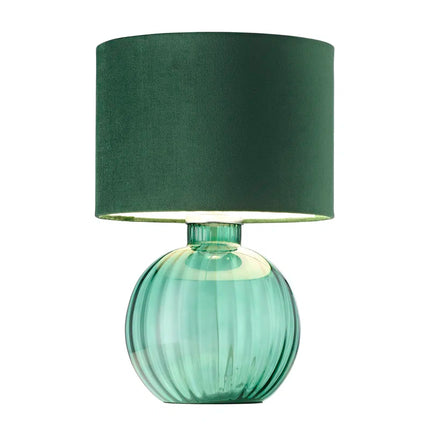 Mitzi Contemporary Ribbed Glass Table Lamp with Velvet Fabric Shade