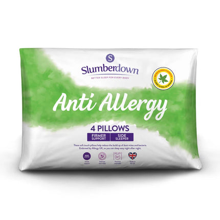 anti Allergy Firm Support Pillow Set (4) - Ideal for Side Sleepers & Spinal Alignment