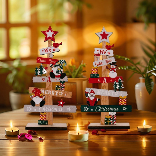 Wooden Desktop Decoration Christmas Tree Table Ornament Christmas Party Decor
