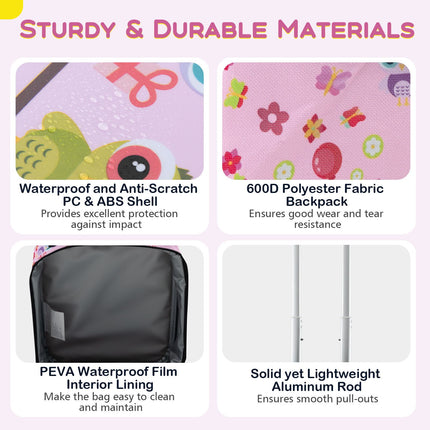 5 Piece Kids Luggage Set Carry-On Children Rolling Suitcase Set with Backpack